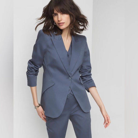 White‎ House Black Marker Sateen Editor Blazer True Indigo Office Classic Basic - Picture 1 of 11